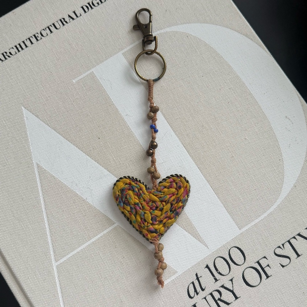 American Eagle Boho Woven Heart Keychain